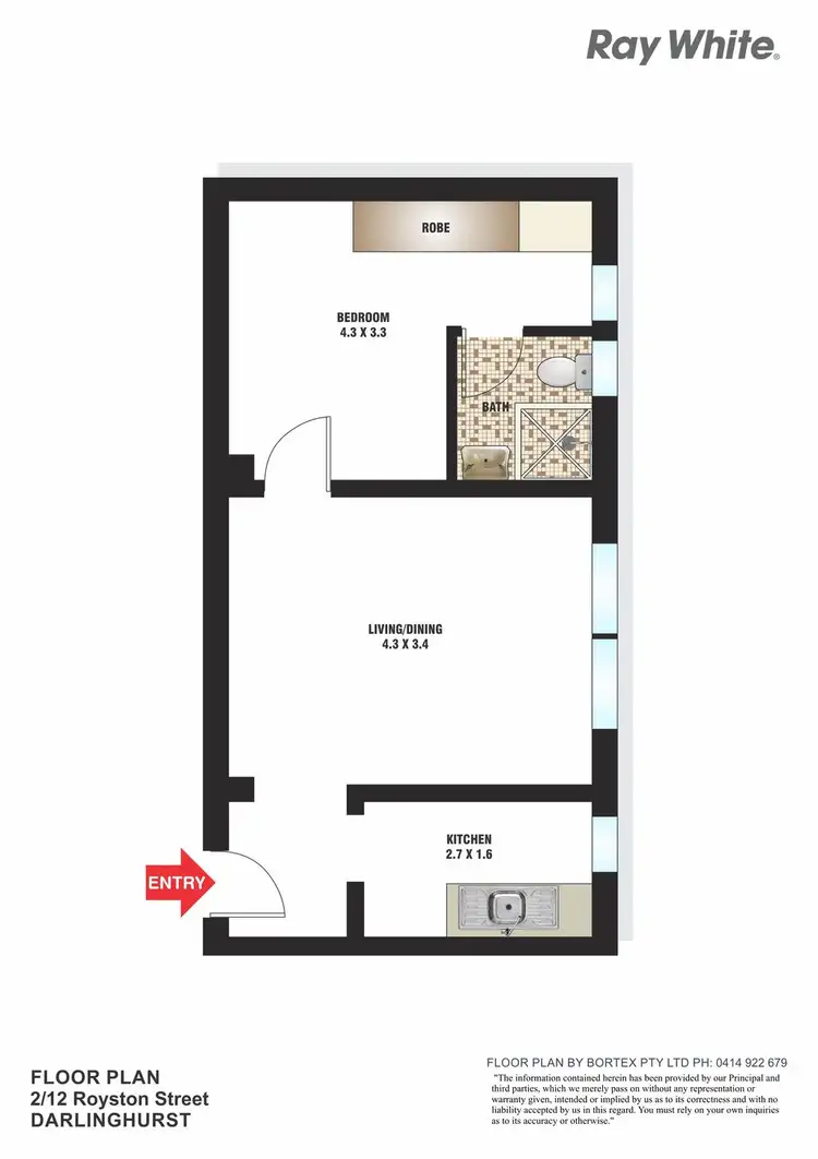 Floorplan of Homely apartment listing, 2/12 Royston Street, Darlinghurst NSW 2010