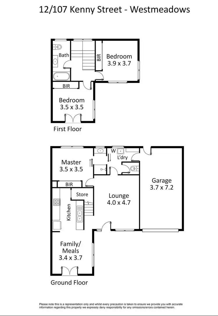 Floorplan of Homely townhouse listing, 12/107 Kenny Street, Westmeadows VIC 3049