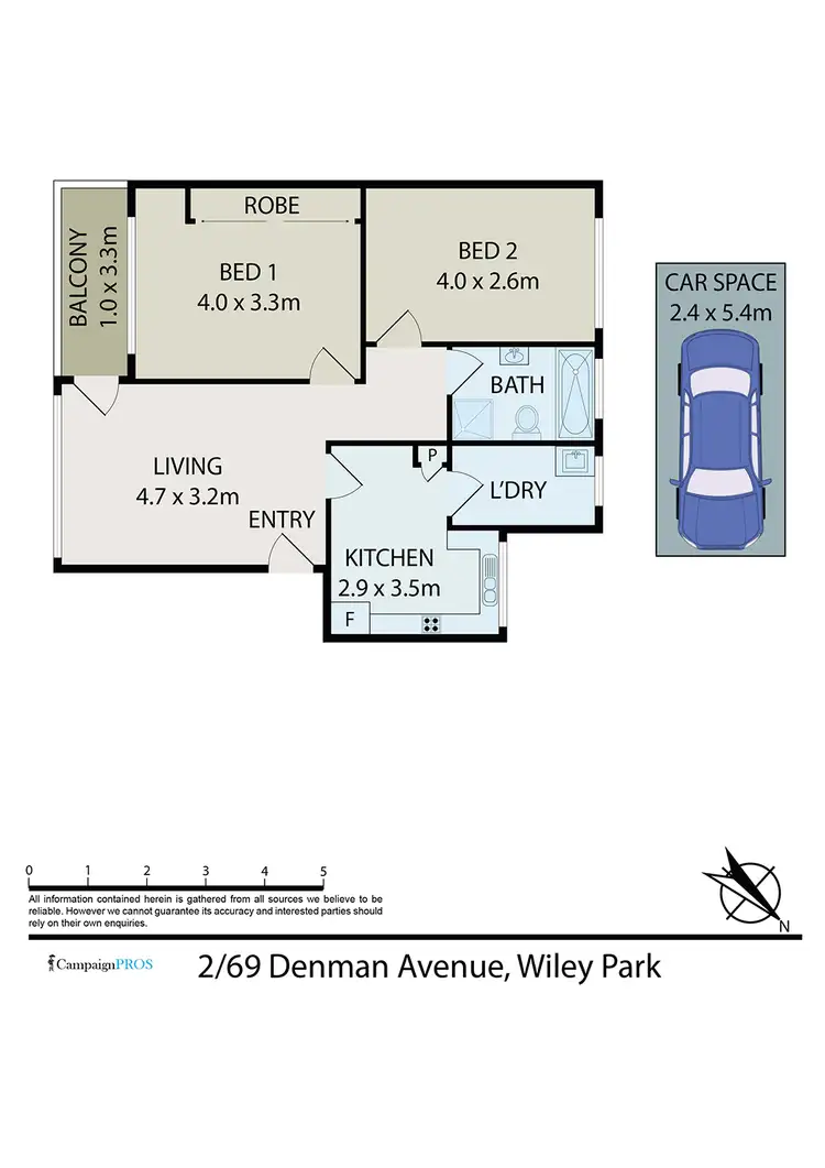Floorplan of Homely unit listing, 2/69 Denman Avenue, Wiley Park NSW 2195