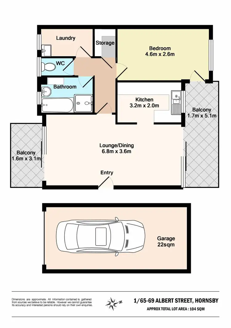 Floorplan of Homely unit listing, 1/65-69 Albert Street, Hornsby NSW 2077