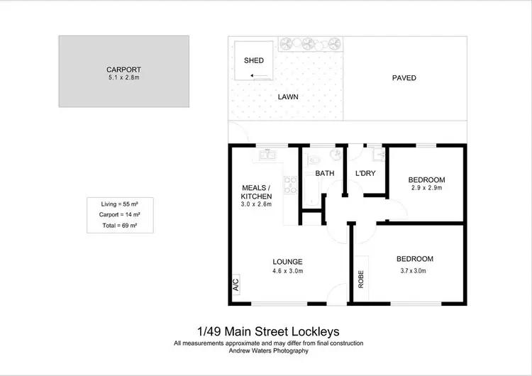 Floorplan of Homely unit listing, 1/49 Main Street, Lockleys SA 5032