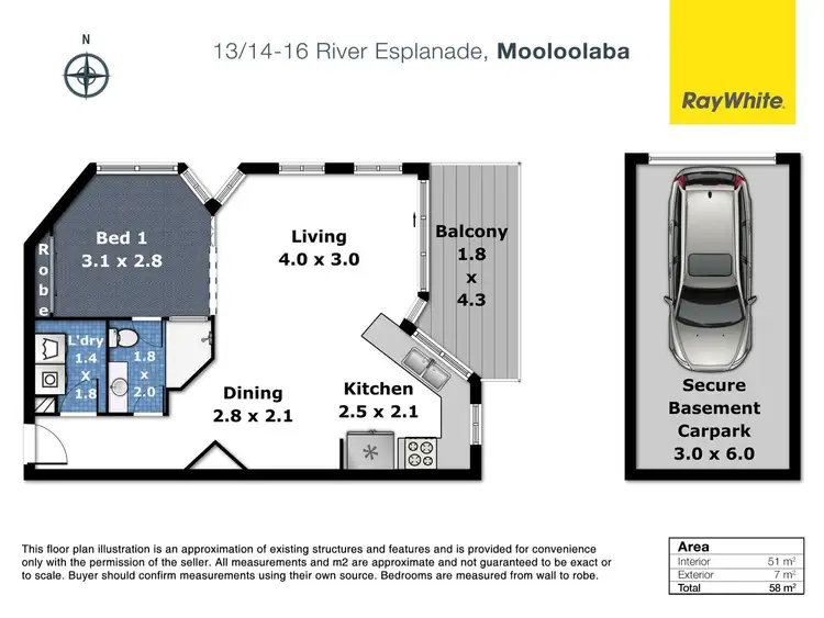 Floorplan of Homely unit listing, 13/14-16 River Esplanade, Mooloolaba QLD 4557