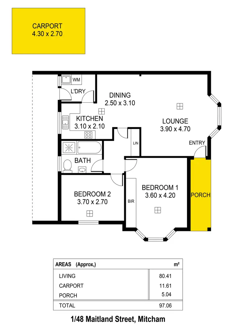 Floorplan of Homely unit listing, 1/48 Maitland Street, Mitcham SA 5062