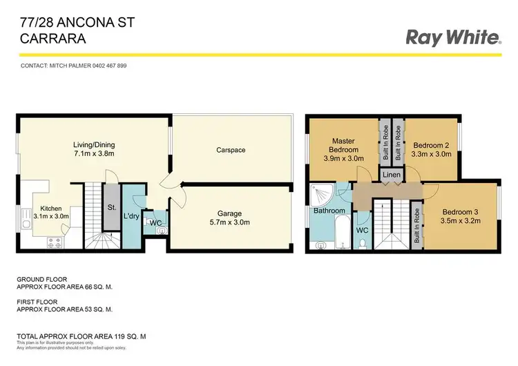 Floorplan of Homely townhouse listing, 77/28 Ancona Street, Carrara QLD 4211