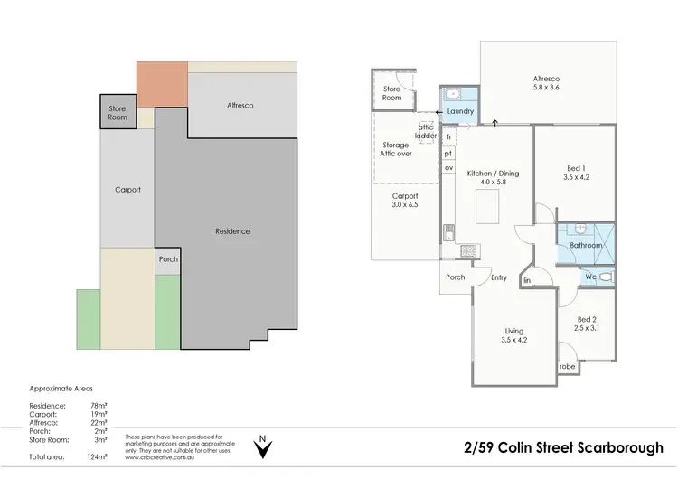 Floorplan of Homely villa listing, 2/59 Colin Road, Scarborough WA 6019