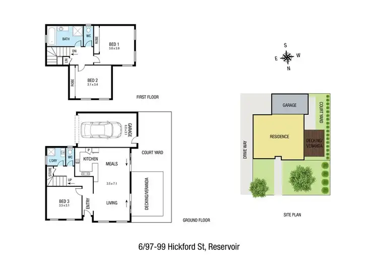 Floorplan of Homely townhouse listing, 6/97-99 Hickford Street, Reservoir VIC 3073