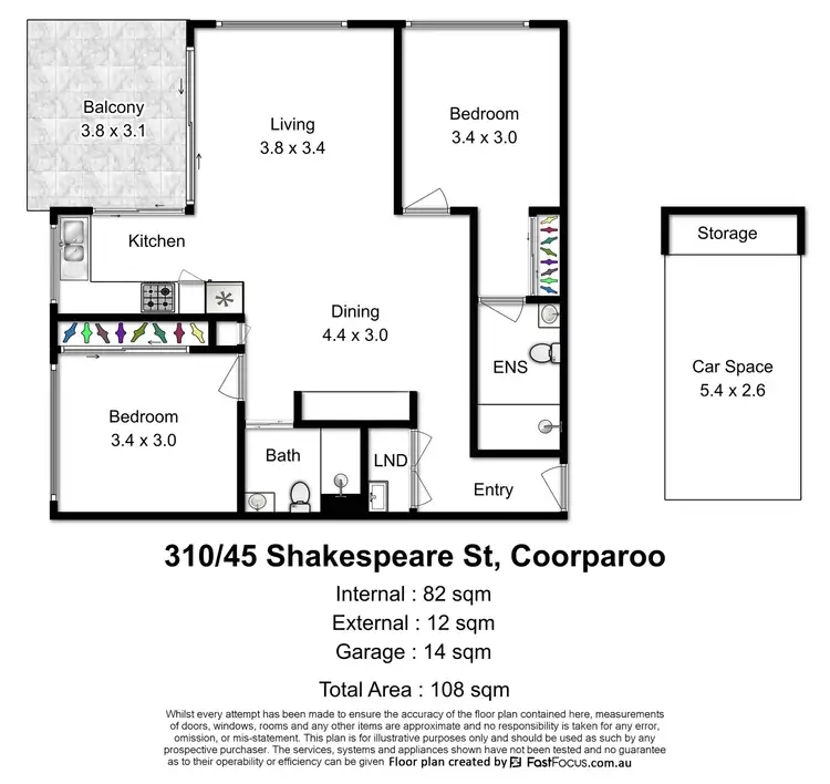 Floorplan of Homely unit listing, 310/45 Shakespeare Street, Coorparoo QLD 4151