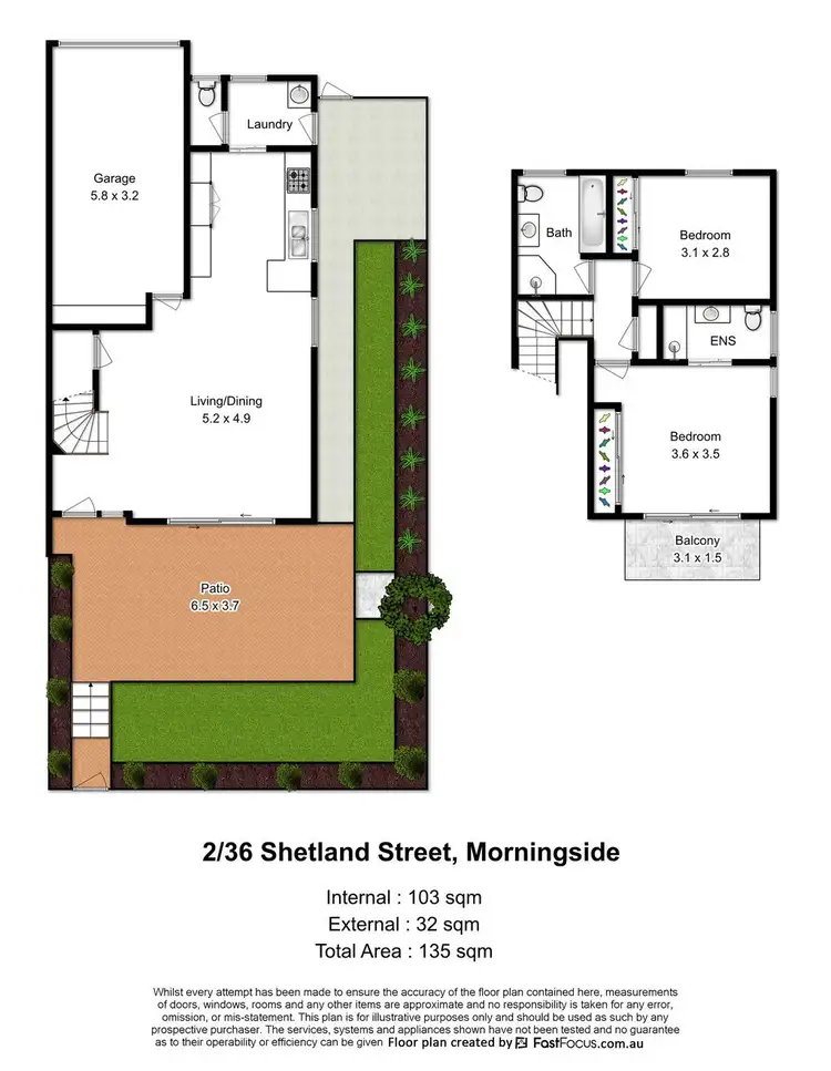 Floorplan of Homely townhouse listing, 2/36 Shetland Street, Morningside QLD 4170