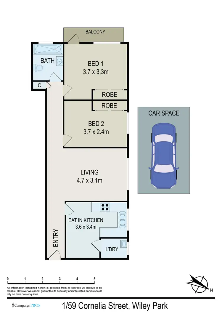 Floorplan of Homely unit listing, 1/59 CORNELIA Street, Wiley Park NSW 2195