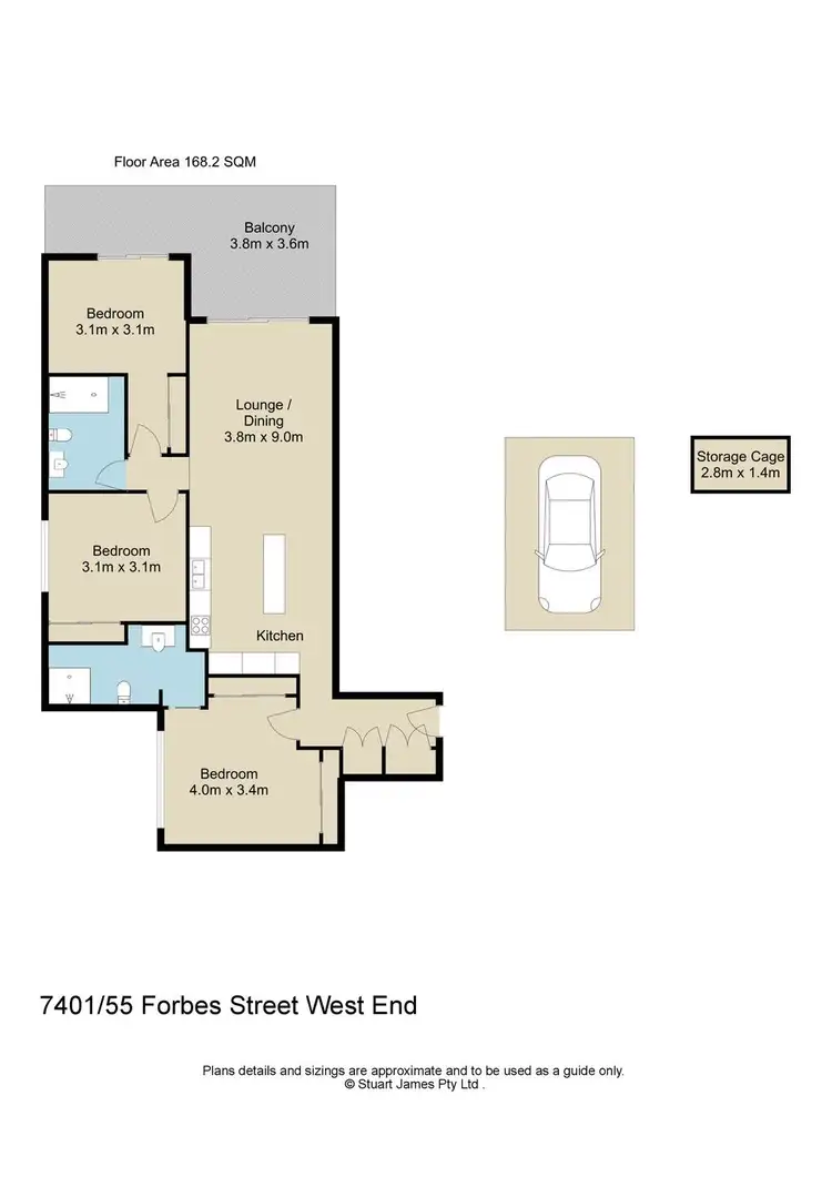 Floorplan of Homely apartment listing, 7401/55 Forbes Street, West End QLD 4101
