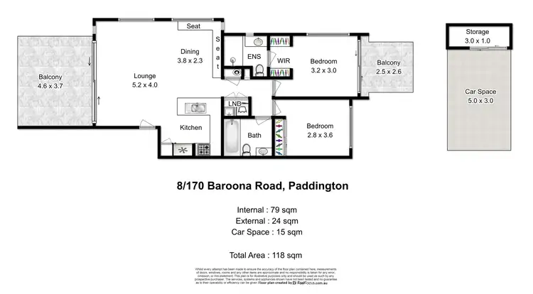 Floorplan of Homely apartment listing, 8/176 Baroona Road, Paddington QLD 4064