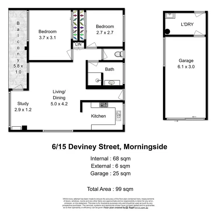 Floorplan of Homely apartment listing, 6/15 Deviney Street, Morningside QLD 4170