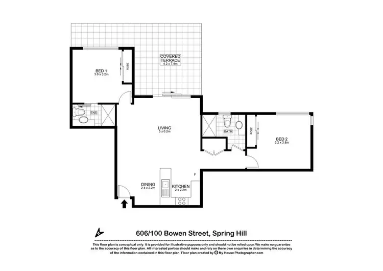 Floorplan of Homely apartment listing, 606/100 Bowen Street, Spring Hill QLD 4000