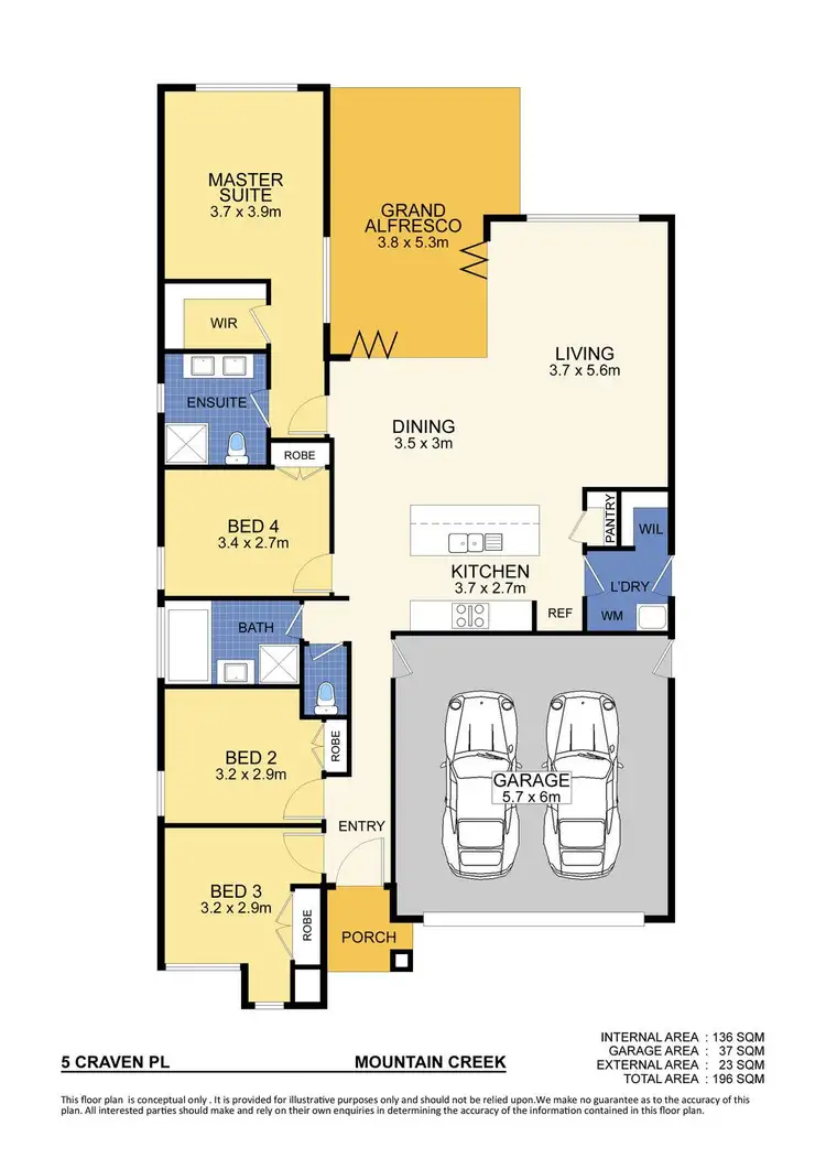 Floorplan of Homely house listing, 5 Craven Place, Mountain Creek QLD 4557