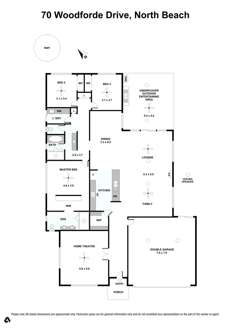 Floorplan of Homely house listing, 70 Woodforde Drive, North Beach SA 5556