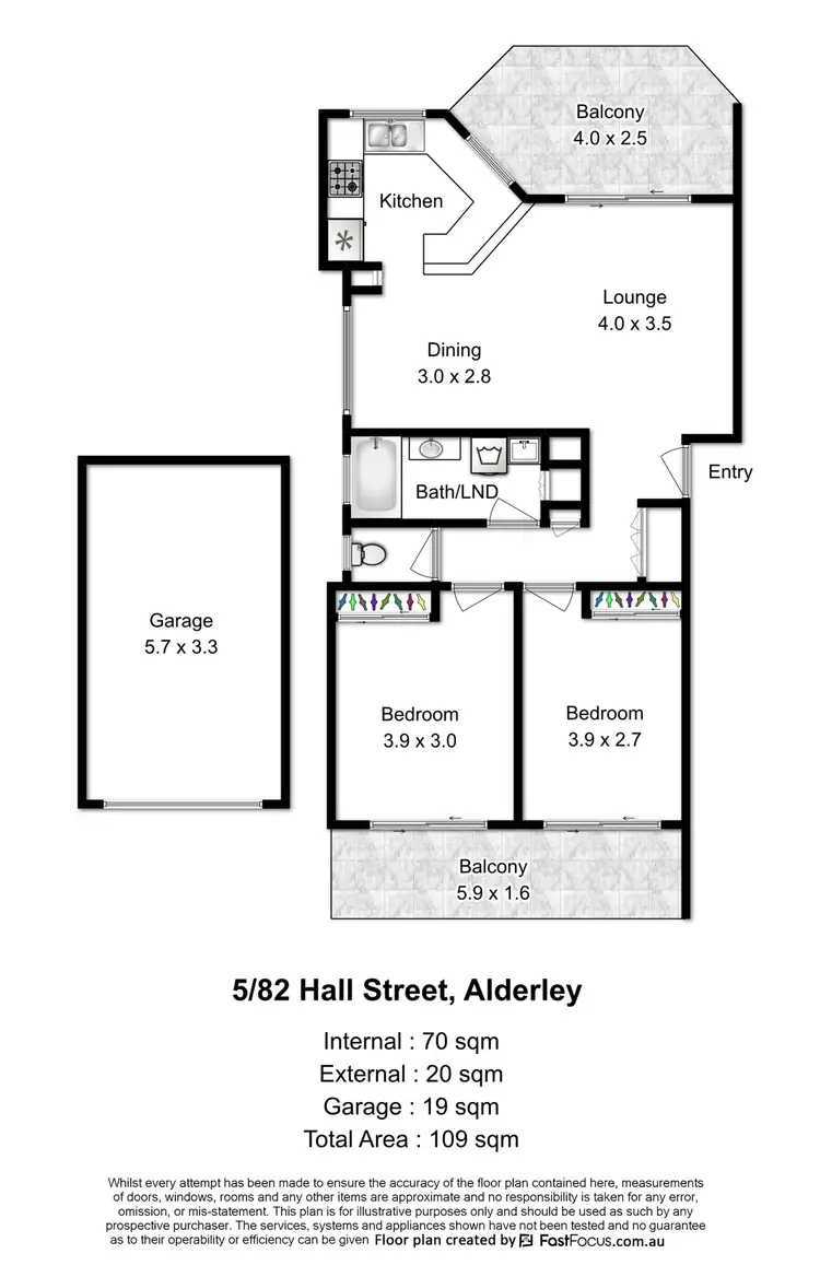 Floorplan of Homely unit listing, 5/82 Hall Street, Alderley QLD 4051