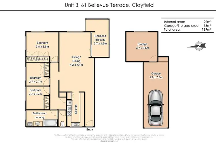 Floorplan of Homely unit listing, 3/61 Bellevue Terrace, Clayfield QLD 4011