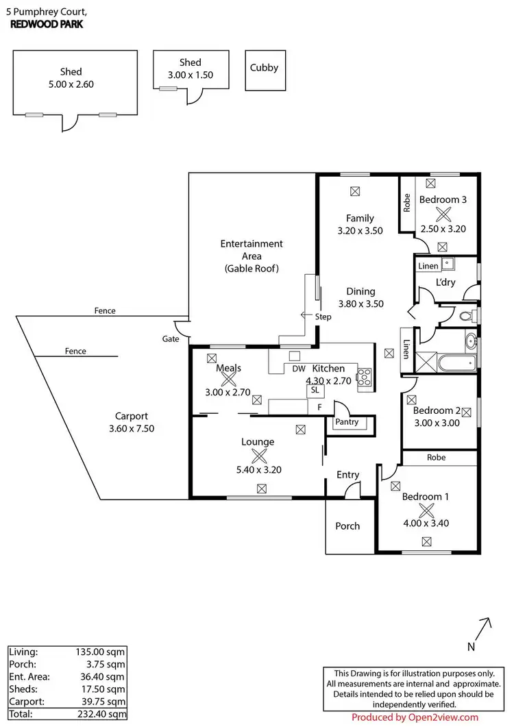 Floorplan of Homely house listing, 5 Pumphrey Court, Redwood Park SA 5097