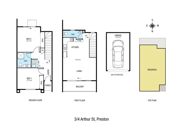 Floorplan of Homely townhouse listing, 3/4 Arthur Street, Preston VIC 3072