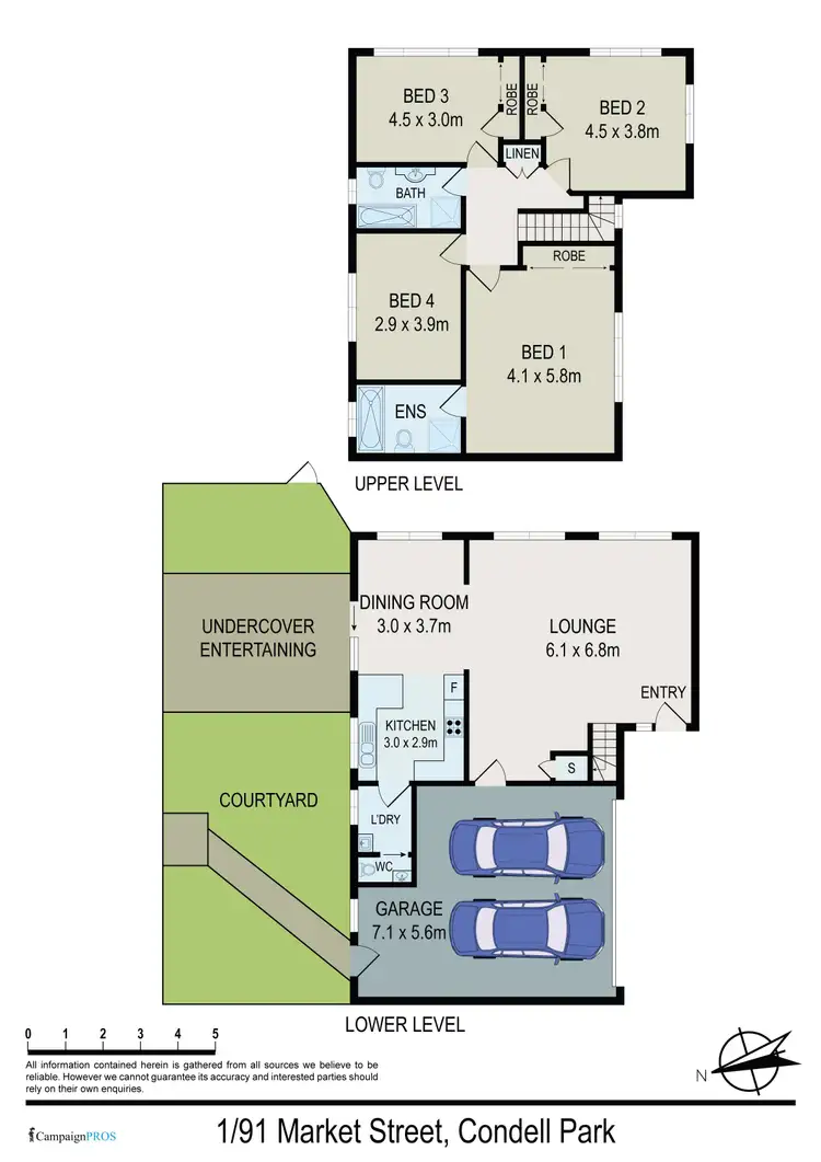Floorplan of Homely townhouse listing, 1/91 Market Street, Condell Park NSW 2200