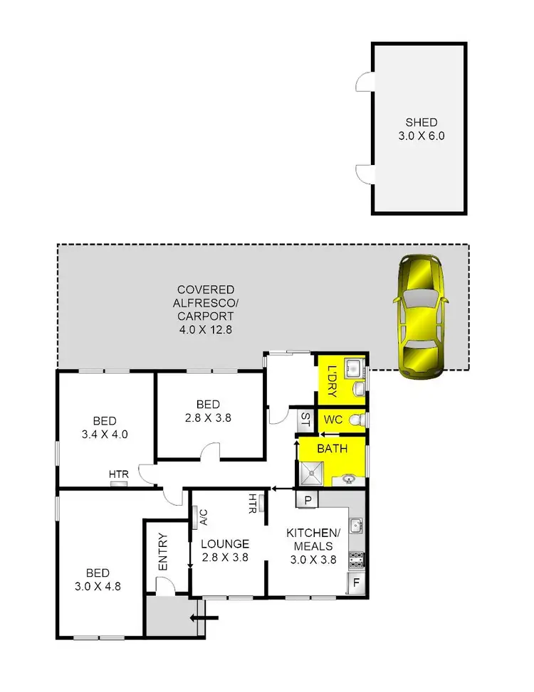 Floorplan of Homely house listing, 3 Wyoming Avenue, Corio VIC 3214