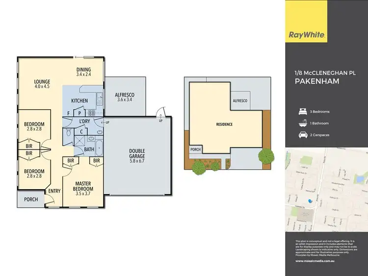 Floorplan of Homely unit listing, 1/8 McClenaghan Place, Pakenham VIC 3810
