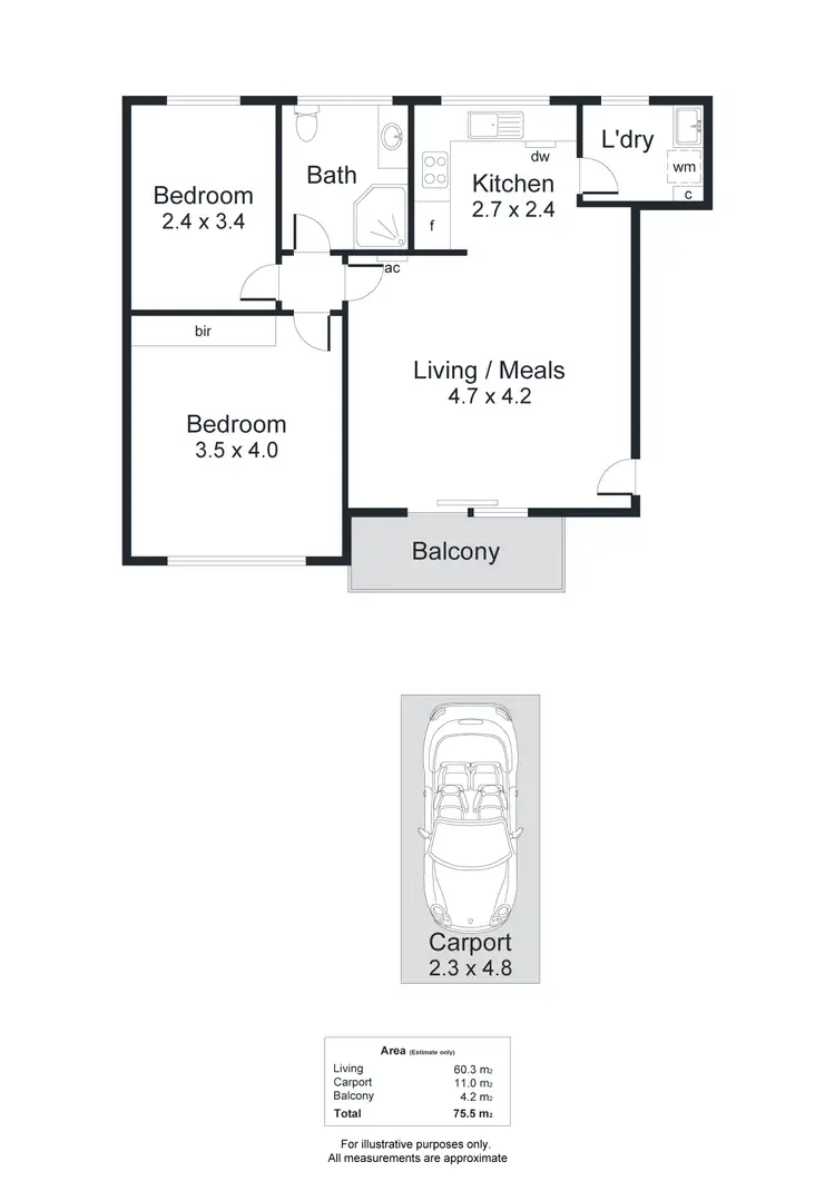Floorplan of Homely unit listing, 20/7-9 L'Estrange Street, Glenside SA 5065