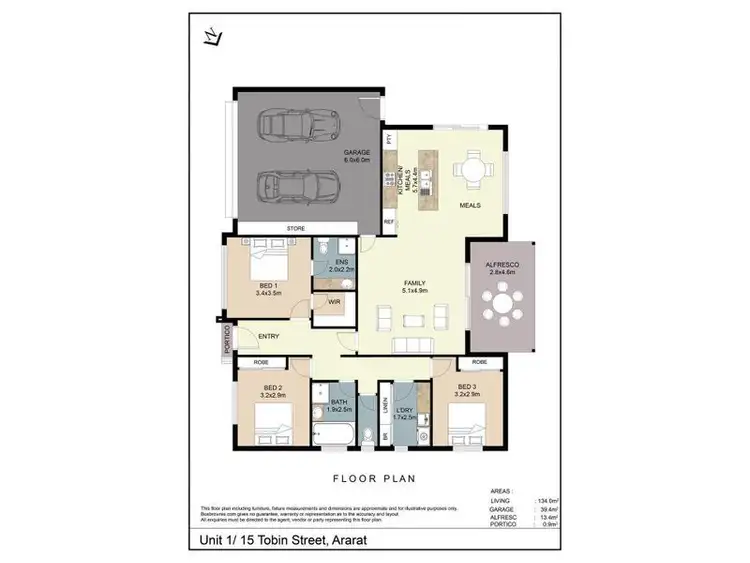 Floorplan of Homely townhouse listing, 1/15 Tobin Street, Ararat VIC 3377