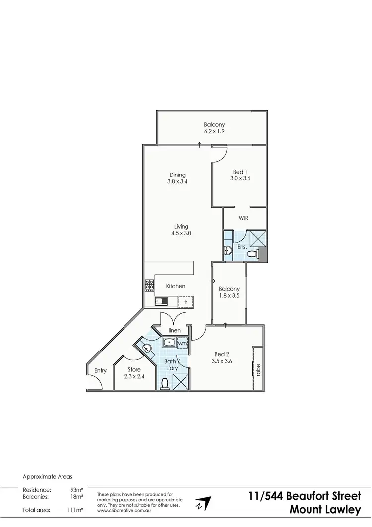 Floorplan of Homely apartment listing, 11/544 Beaufort Street, Mount Lawley WA 6050