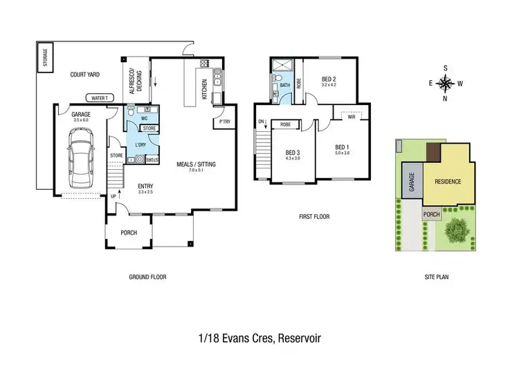 Floorplan of Homely townhouse listing, 1/18 Evans Crescent, Reservoir VIC 3073