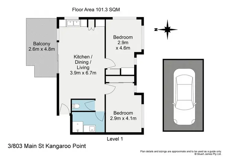 Floorplan of Homely unit listing, 3/803 Main Street, Kangaroo Point QLD 4169
