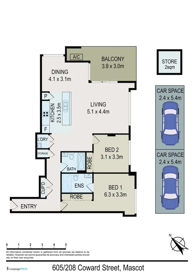 Floorplan of Homely apartment listing, 605/208-210 Coward Street, Mascot NSW 2020