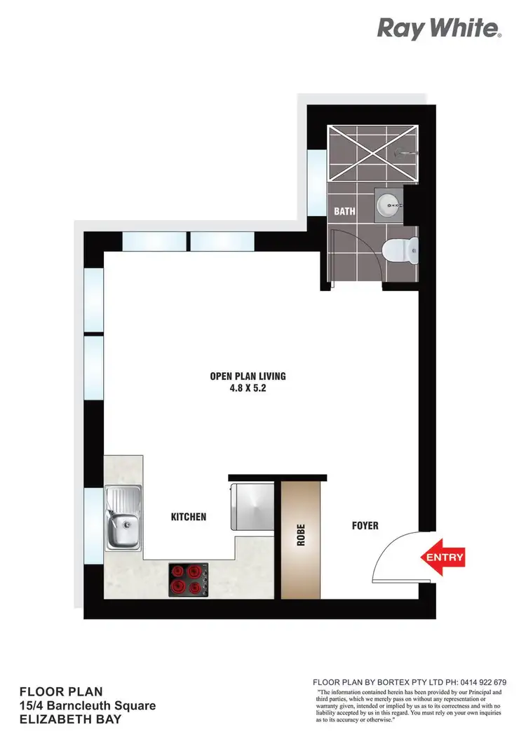 Floorplan of Homely studio listing, 15/4 Barncleuth Square, Elizabeth Bay NSW 2011