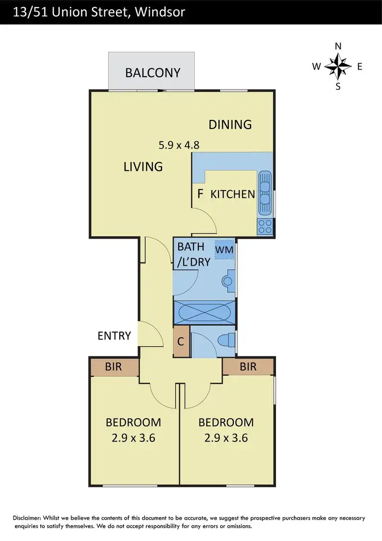 Floorplan of Homely apartment listing, 13/51 Union Street, Windsor VIC 3181