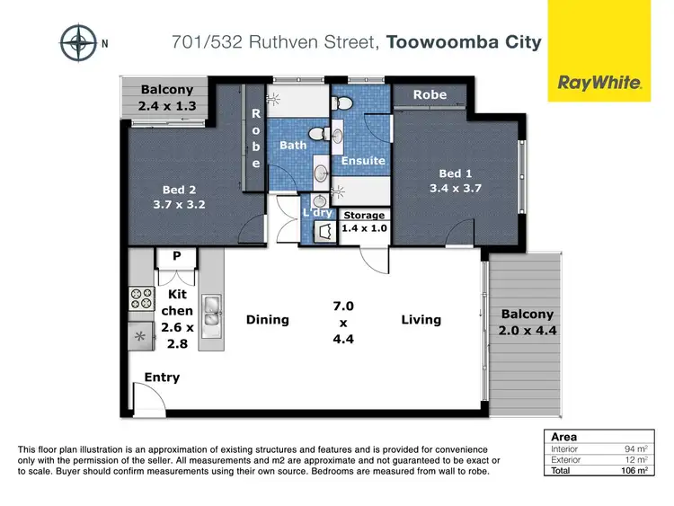 Floorplan of Homely unit listing, 701/532 Ruthven Street, Toowoomba City QLD 4350