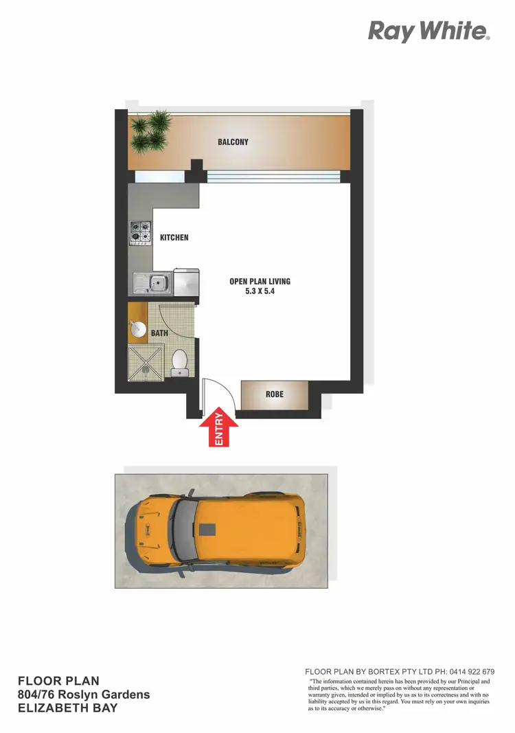 Floorplan of Homely studio listing, 804/76 Roslyn Gardens, Elizabeth Bay NSW 2011