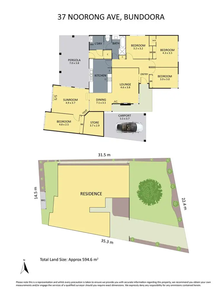 Floorplan of Homely house listing, 37 Noorong Avenue, Bundoora VIC 3083
