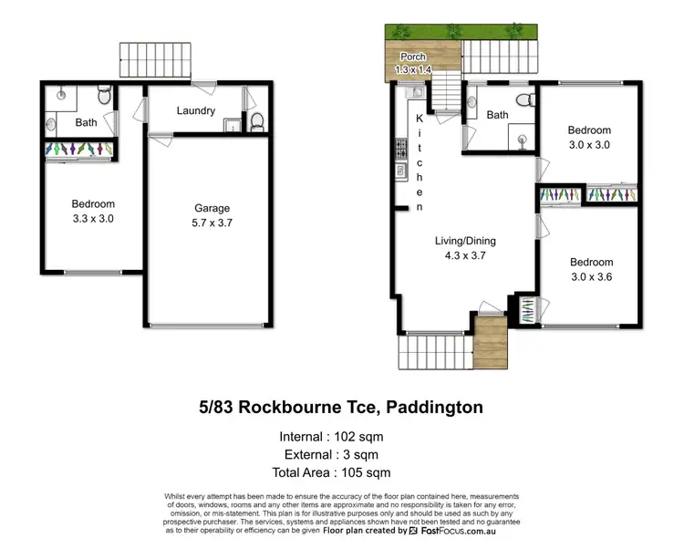 Floorplan of Homely townhouse listing, 5/83 Rockbourne Terrace, Paddington QLD 4064