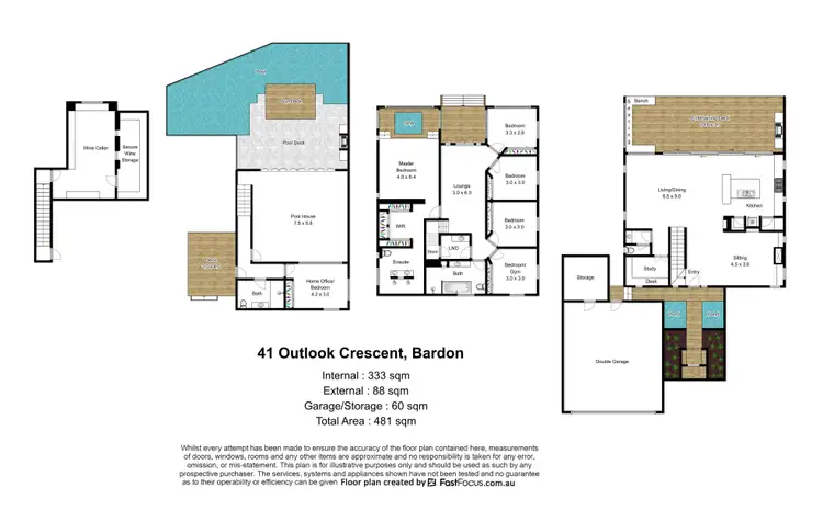Floorplan of Homely house listing, 41 Outlook Crescent, Bardon QLD 4065
