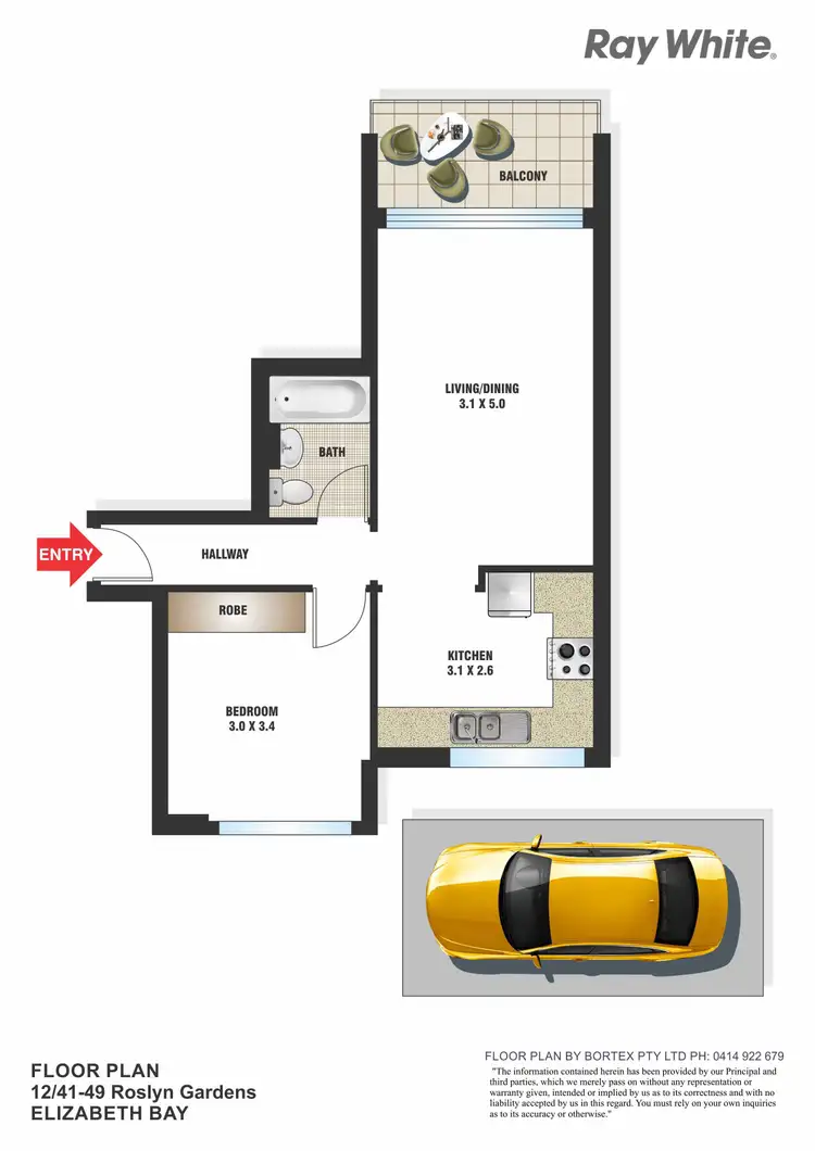 Floorplan of Homely apartment listing, 12/41-49 Roslyn Gardens, Elizabeth Bay NSW 2011