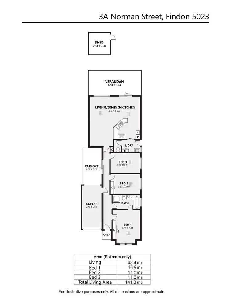 Floorplan of Homely house listing, 3A Norman Street, Findon SA 5023