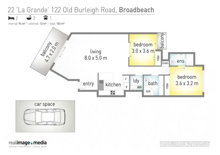 Floorplan of Homely unit listing, 22 'La Grande' 122-130 Old Burleigh Road, Broadbeach QLD 4218