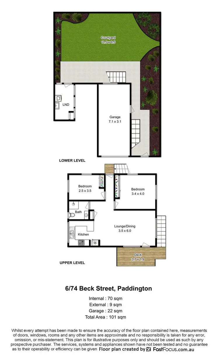 Floorplan of Homely apartment listing, 6/74 Beck Street, Paddington QLD 4064