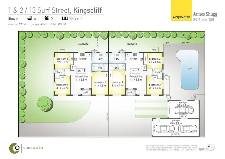 Floorplan of Homely semi-detached listing, 1 & 2/13 Surf Street, Kingscliff NSW 2487