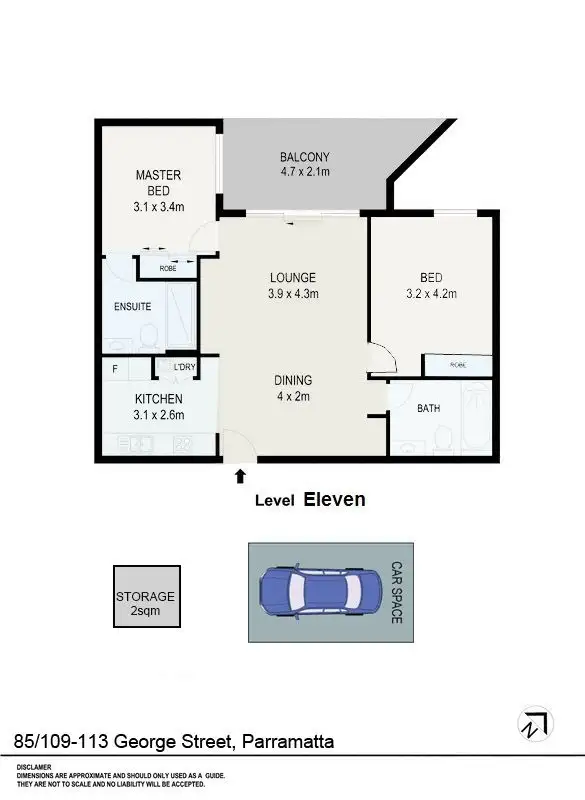 Floorplan of Homely apartment listing, 85/109-113 George Street, Parramatta NSW 2150