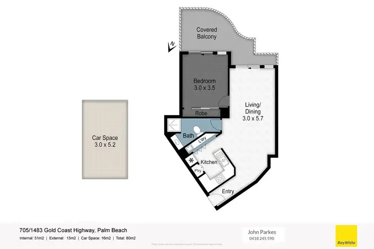 Floorplan of Homely unit listing, 705/1483-1489 Gold Coast Highway, Palm Beach QLD 4221