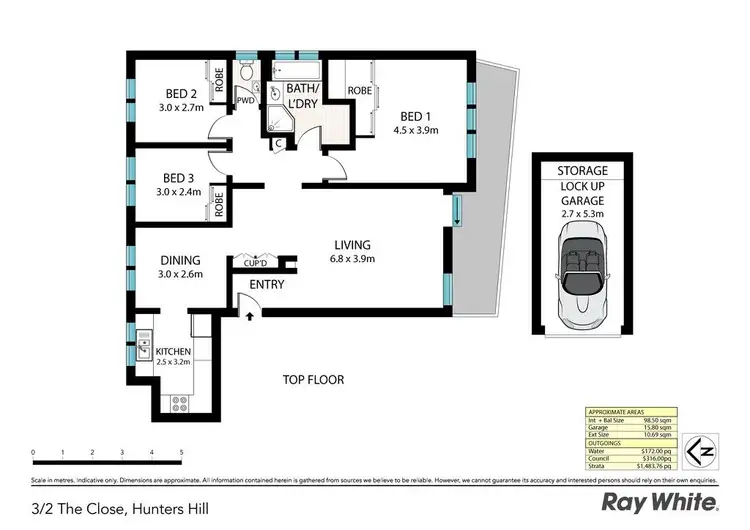 Floorplan of Homely apartment listing, 3/2 The Close, Hunters Hill NSW 2110
