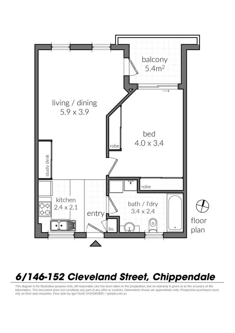 Floorplan of Homely apartment listing, 6/146-152 Cleveland Street, Chippendale NSW 2008