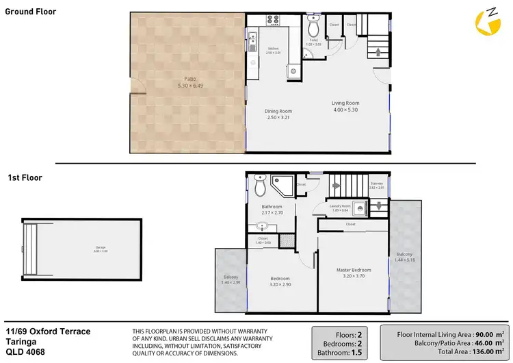 Floorplan of Homely townhouse listing, 11/69 Oxford Terrace, Taringa QLD 4068