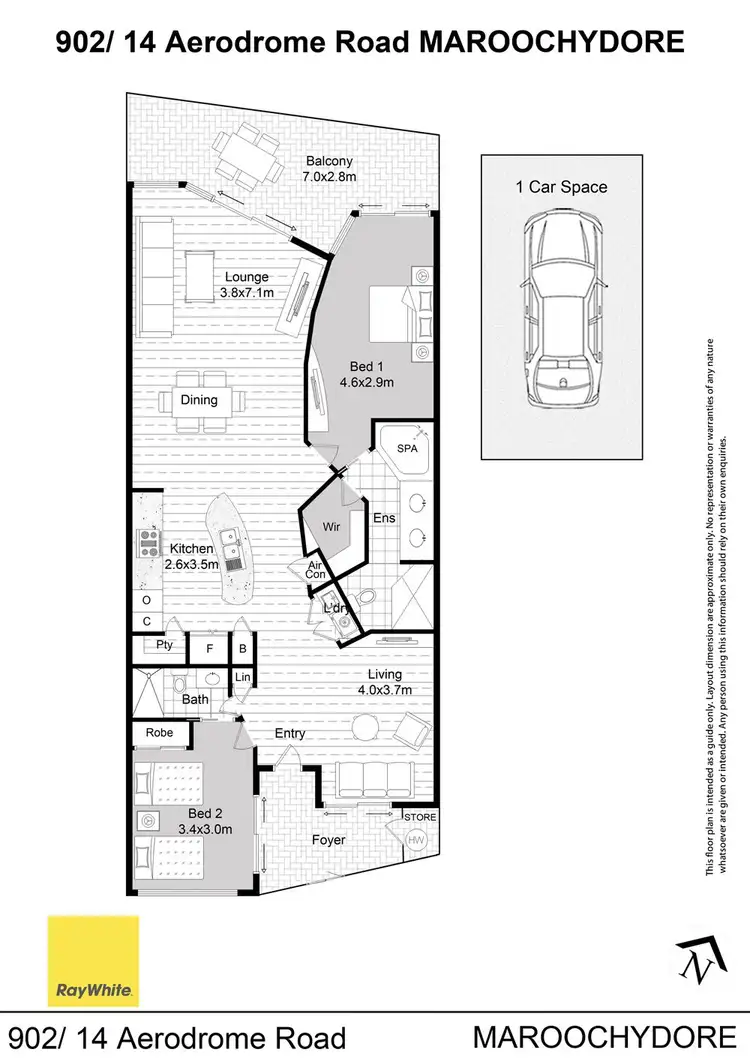 Floorplan of Homely unit listing, 902/14 Aerodrome Road, Maroochydore QLD 4558